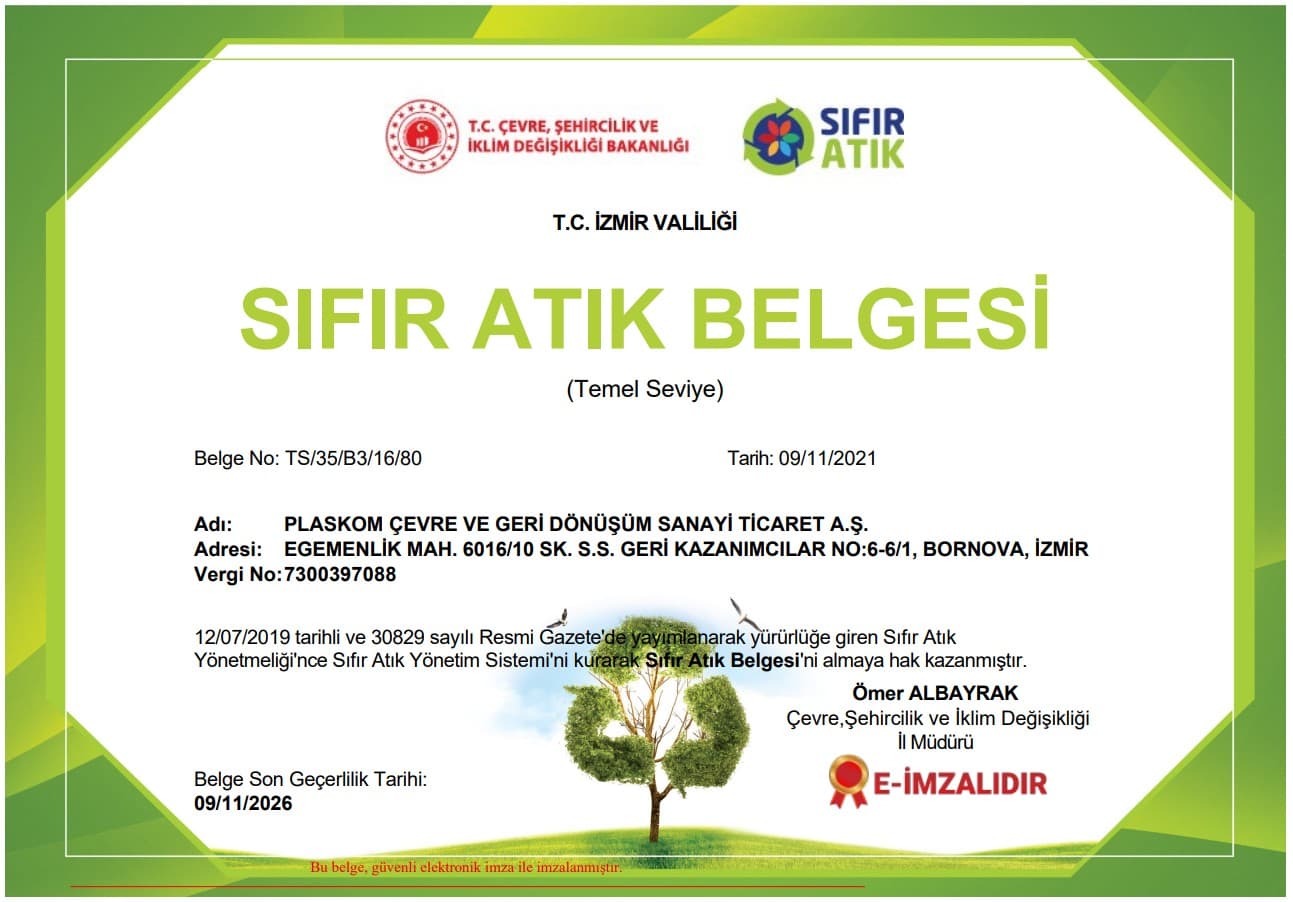 Sıfır Atık Belgesi